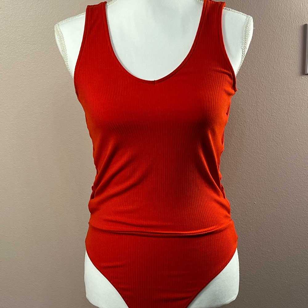 Express x Olivia Culpo Red Bodysuit